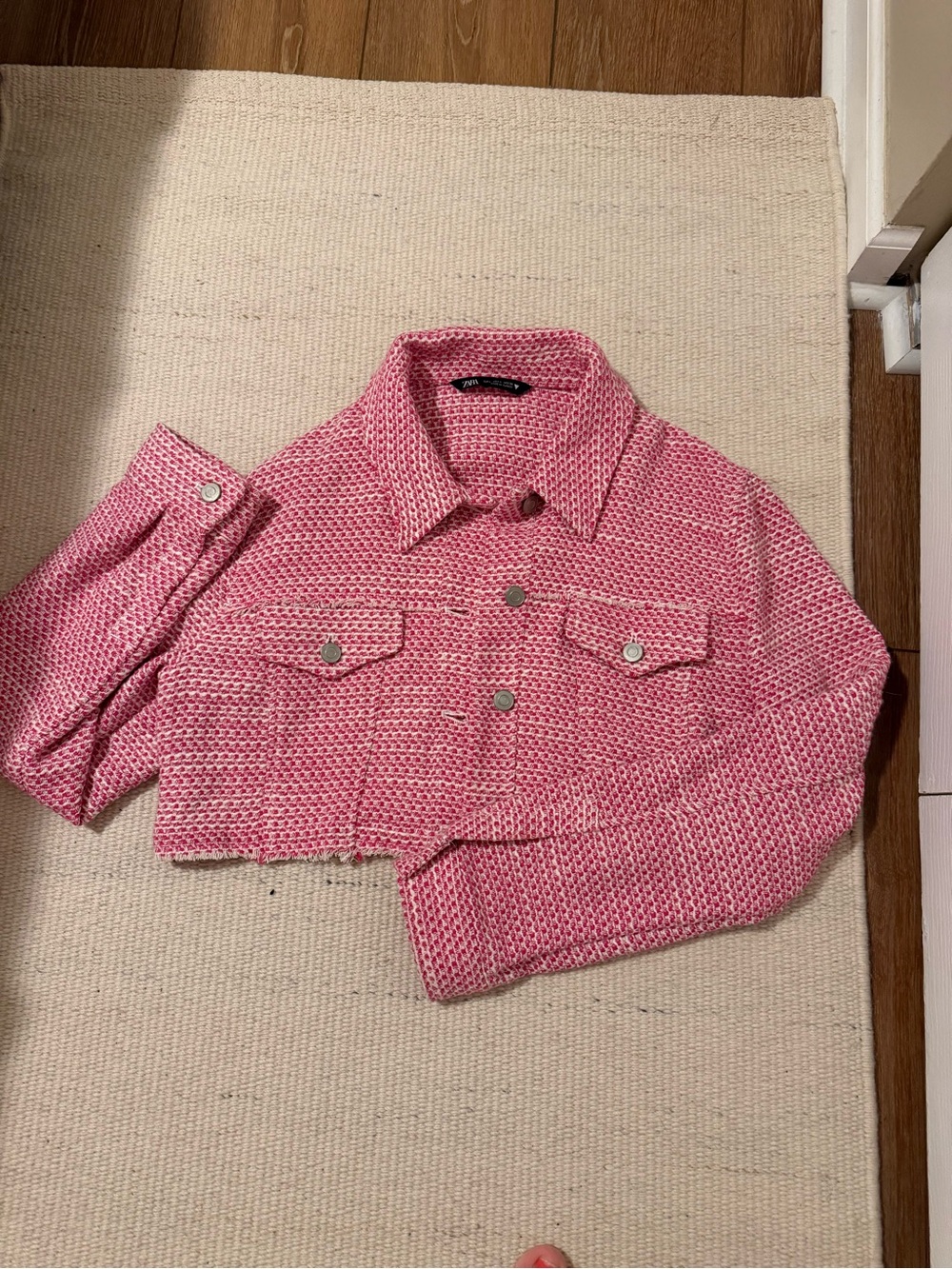 Zara Pink Cropped Tweed Jacket - Picture 7 of 12